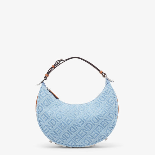 Fendigraphy Small Light Blue Denim Bag