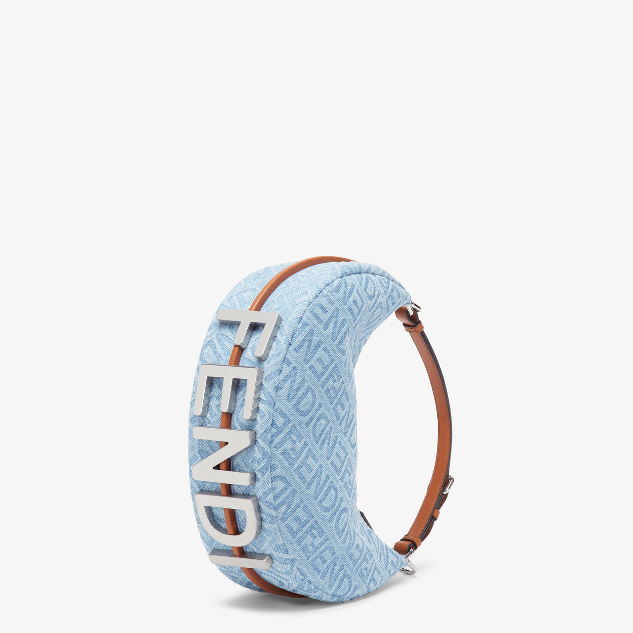 Fendigraphy Small Light Blue Denim Bag