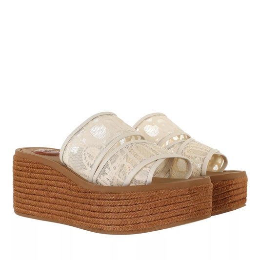 Woody Lace Espadrille Platform - Mild Beige