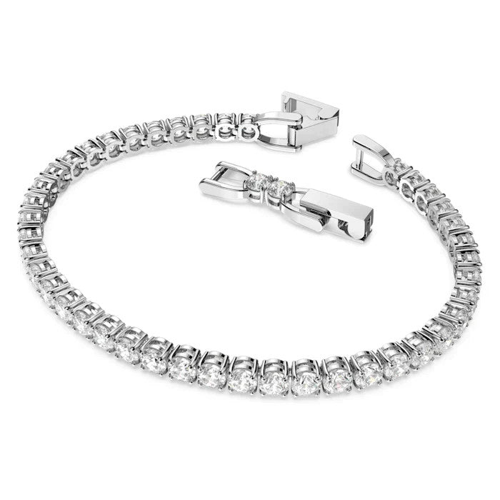 Pulsera Tennis Deluxe, Talla redonda, Blanca, Baño de rodio