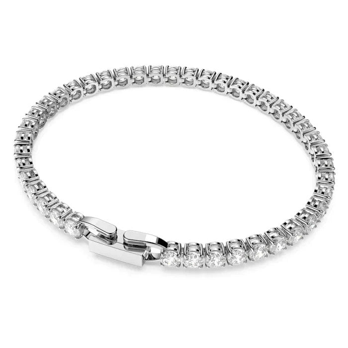 Pulsera Tennis Deluxe, Talla redonda, Blanca, Baño de rodio