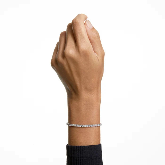 Pulsera Tennis Deluxe, Talla redonda, Blanca, Baño de rodio