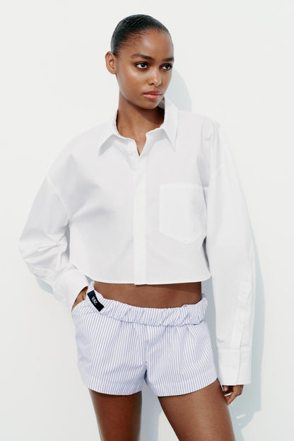 Camisa Crop Gabardina