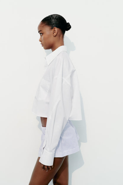 Camisa Crop Gabardina