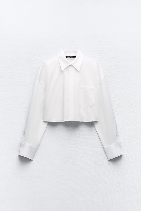 Camisa Crop Gabardina