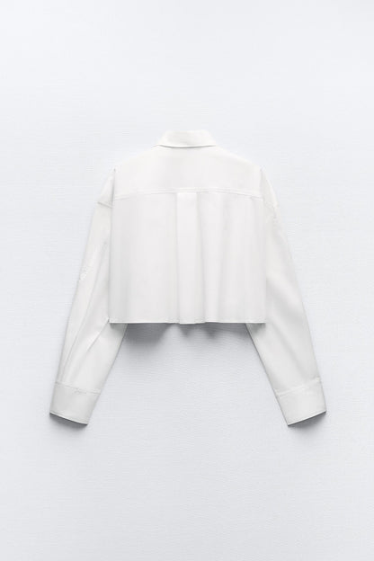 Camisa Crop Gabardina