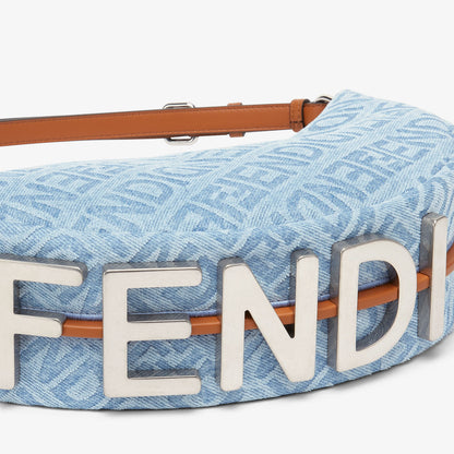 Fendigraphy Small Light Blue Denim Bag