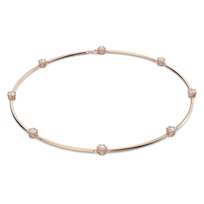 Collar Constella, Talla redonda, Blanco, Baño tono oro rosa