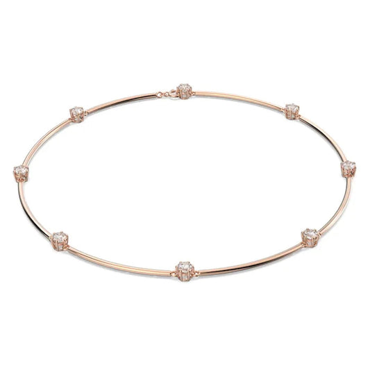 Collar Constella, Talla redonda, Blanco, Baño tono oro rosa