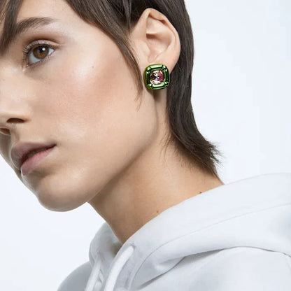 Dulcis stud earrings, Cushion cut, Green