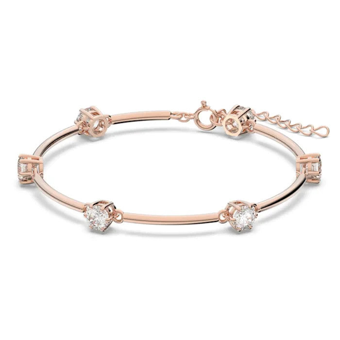 Pulsera Constella, Talla redonda, Blanca, Baño tono oro rosa