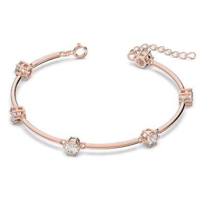 Pulsera Constella, Talla redonda, Blanca, Baño tono oro rosa