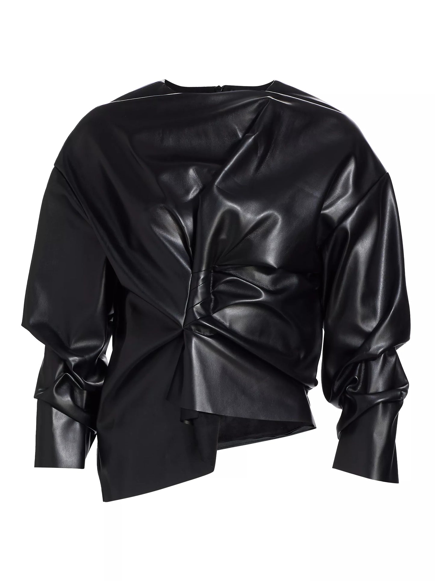 Gathered Faux Leather Top