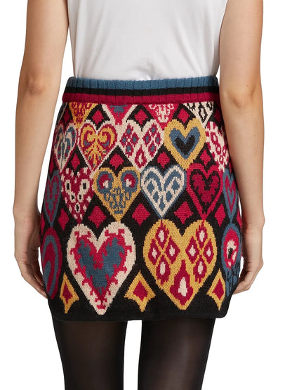 Hearts Ikat Knit Miniskirt