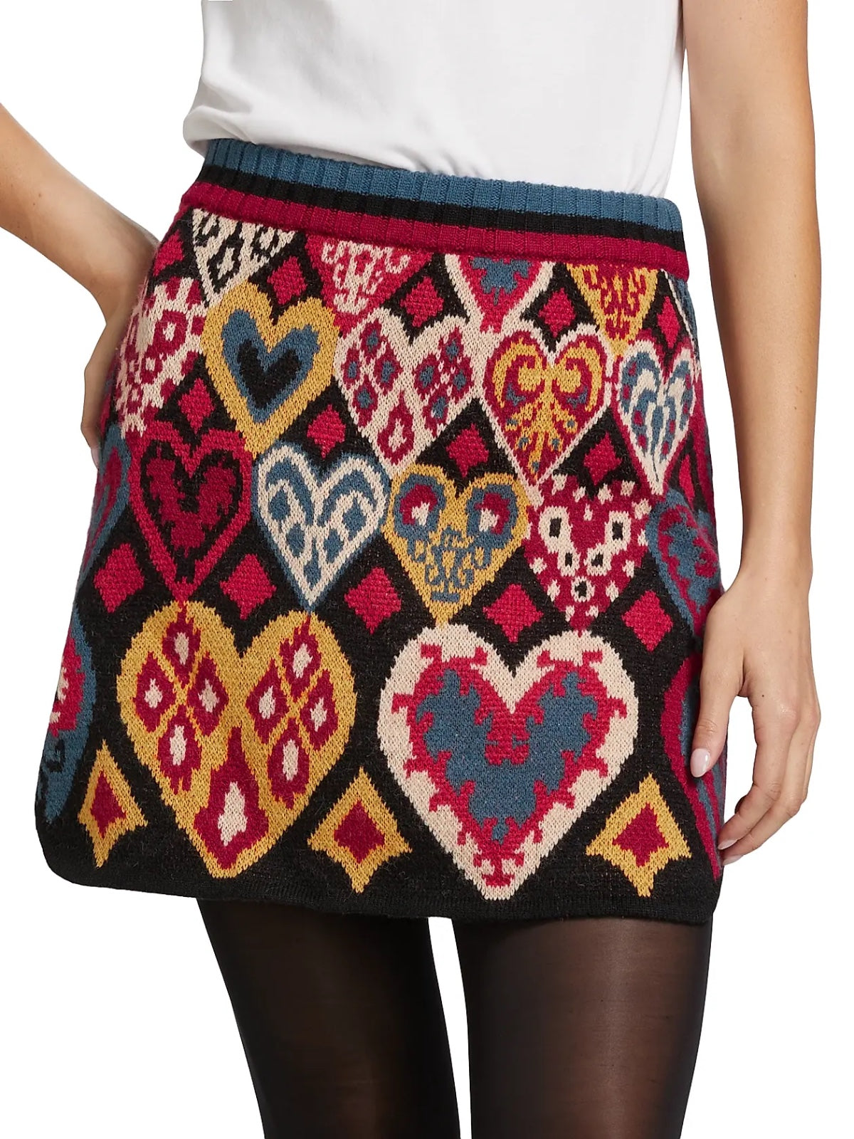 Hearts Ikat Knit Miniskirt