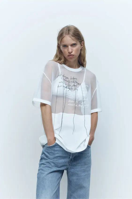 Organza Contrast T-Shirt