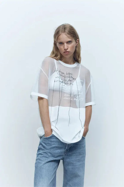 Organza Contrast T-Shirt