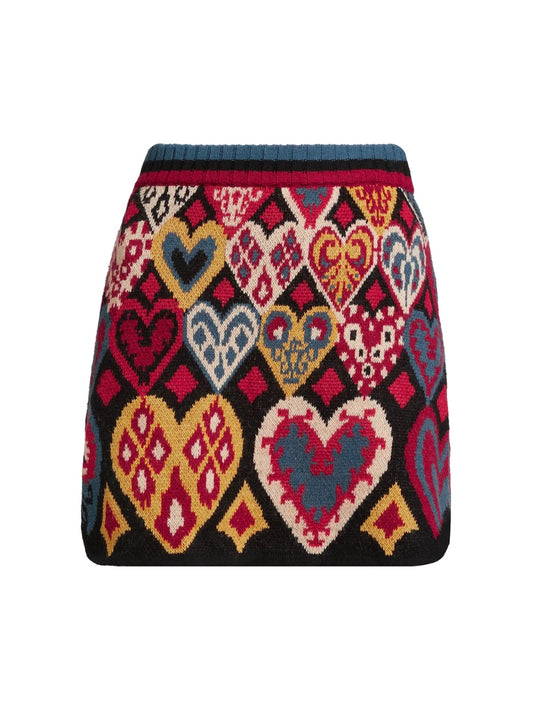 Hearts Ikat Knit Miniskirt