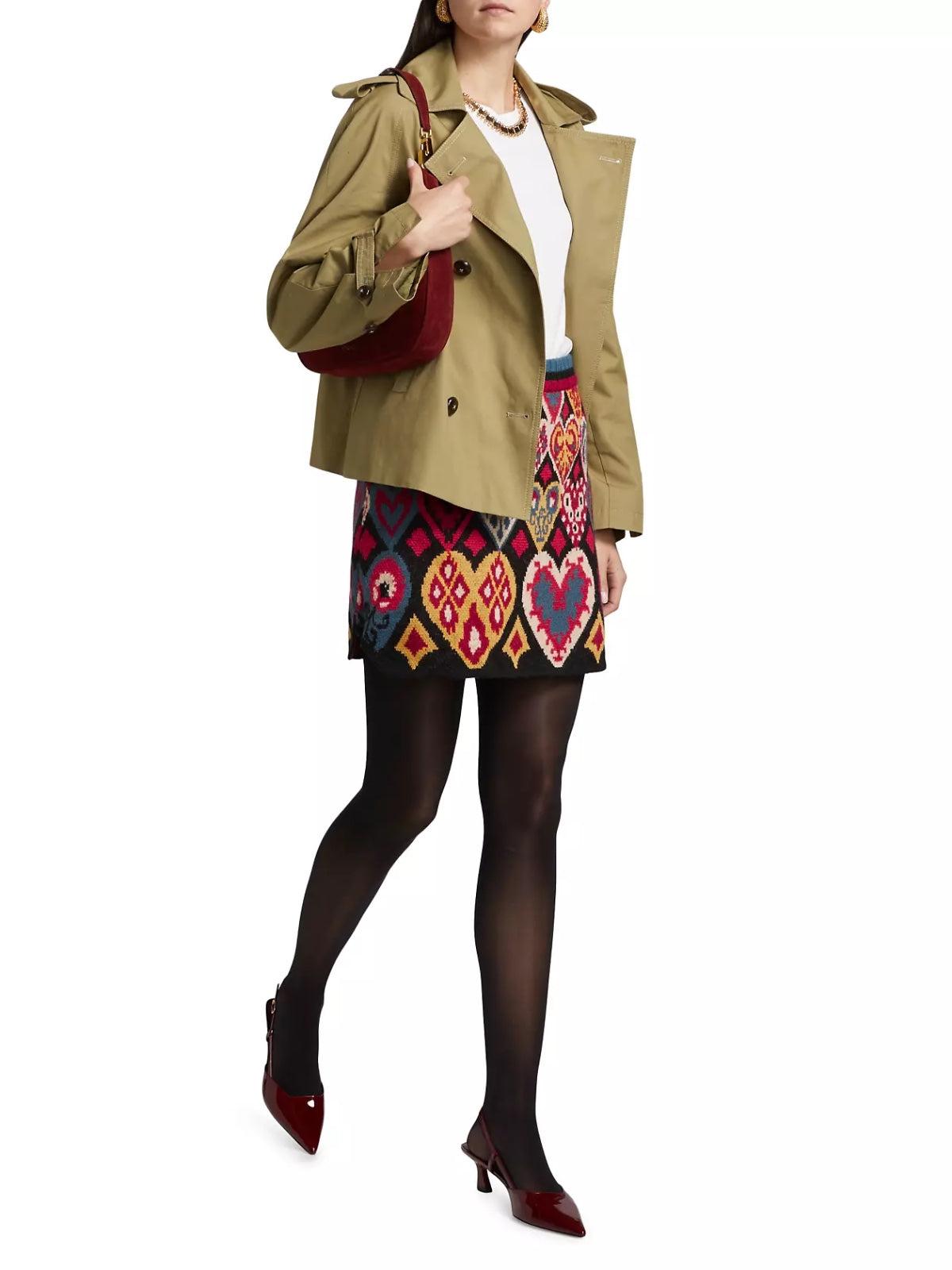 Hearts Ikat Knit Miniskirt